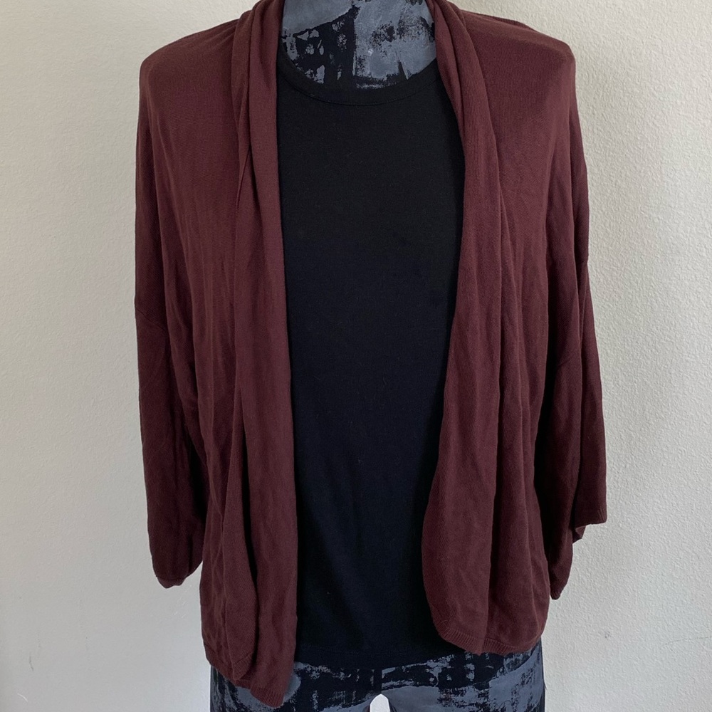 H&M open front brown draped cardigan long sleeve